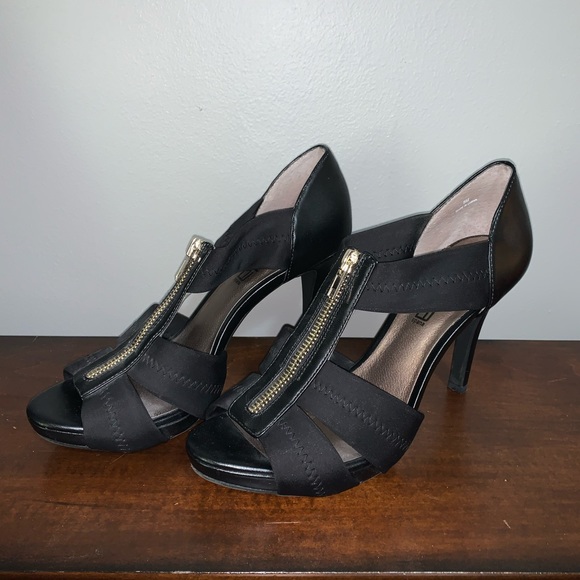 Black Zippered Strappy Heels